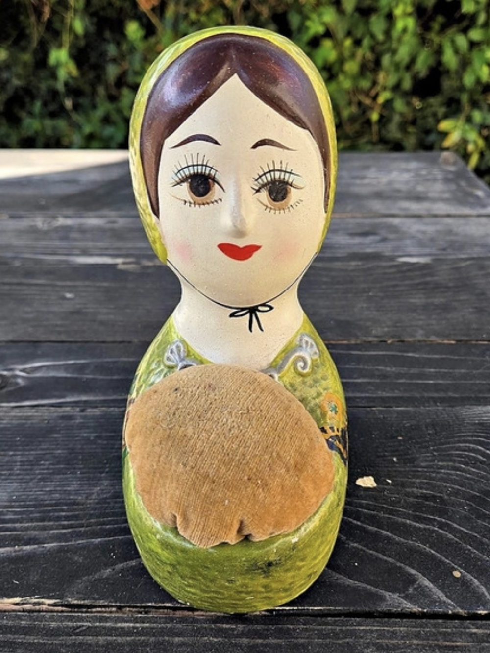 Vintage Chalkware Pincushion /Bank